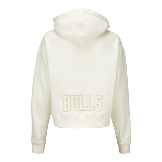 Ladies Chicago Bulls Pro Standard Neutral Cropped Hooded Sweatshirt - front view