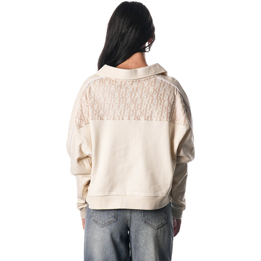 Ladies Chicago Bulls Wild Collective Tonal See Red Cropped 1/4 Zip Sweatshirt - Front View