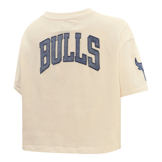 Ladies Chicago Bulls Pro Standard Varsity Blue Cropped T-Shirt - front view