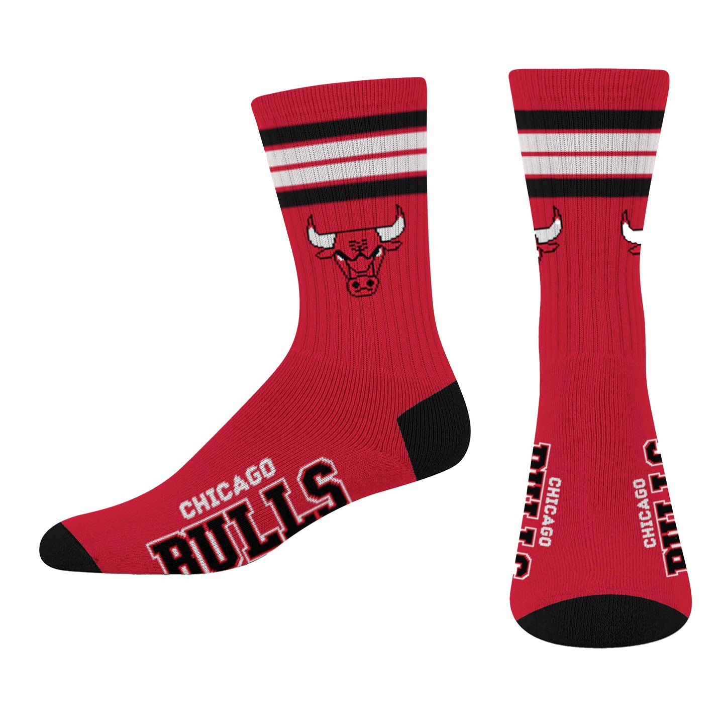 Chicago Bulls 4-Stripe Deuce Sock - red and black - front view