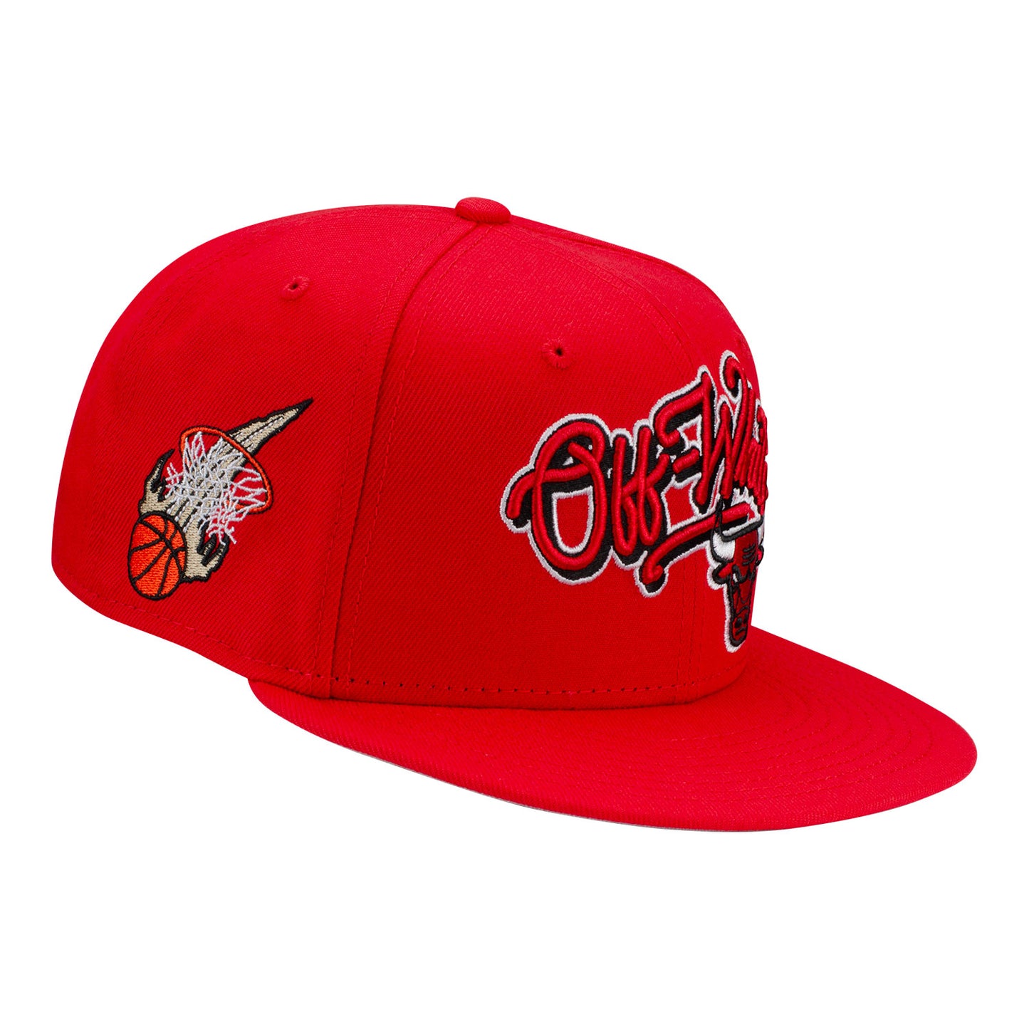 Chicago Bulls New Era Off-White Hat - Red - left side view