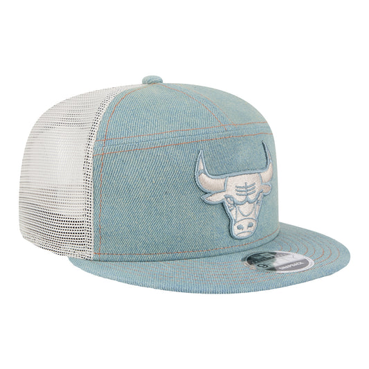 Chicago Bulls New Era Denim 950 Split Panel Snapback - Front Left View