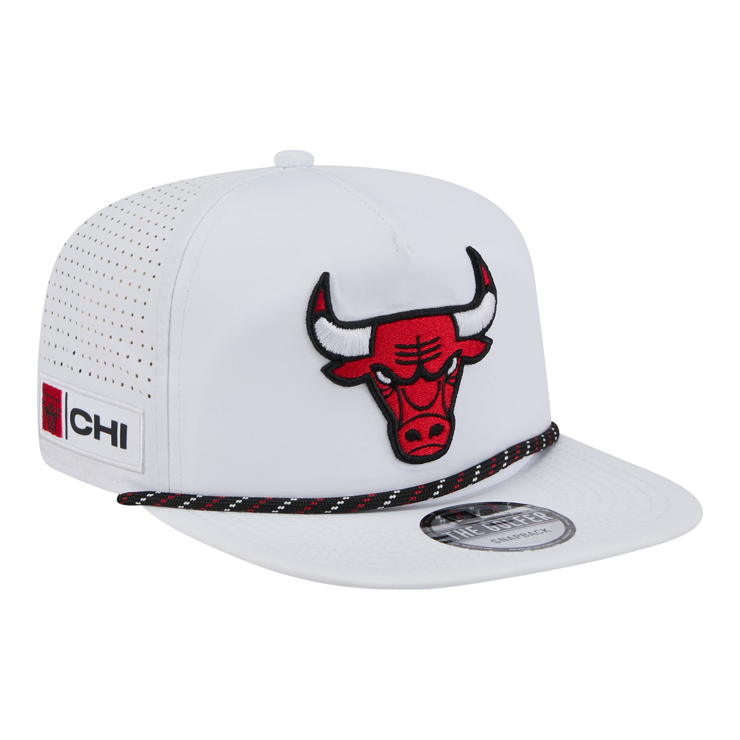 Chicago Bulls New Era Performance Golfer Rope Hat - Front Right View