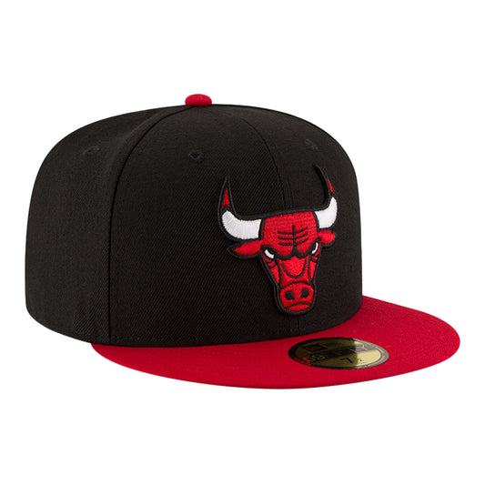 Chicago Bulls New Era 59Fifty Two-Tone Core Classic Fitted Hat In Black - Front Left View