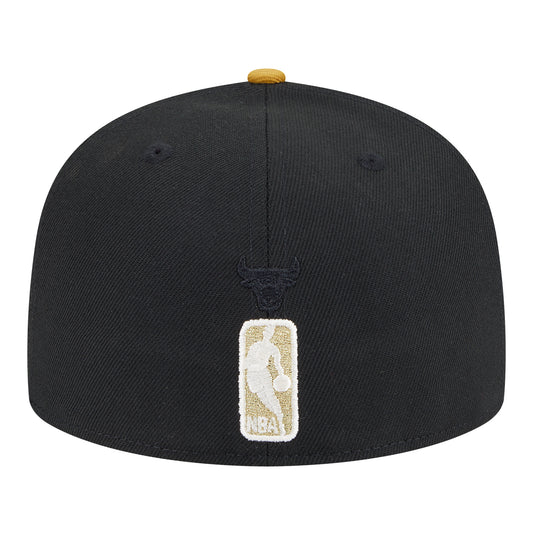Chicago Bulls New Era Gold 5950 Day Hat in Black - Angled Left View
