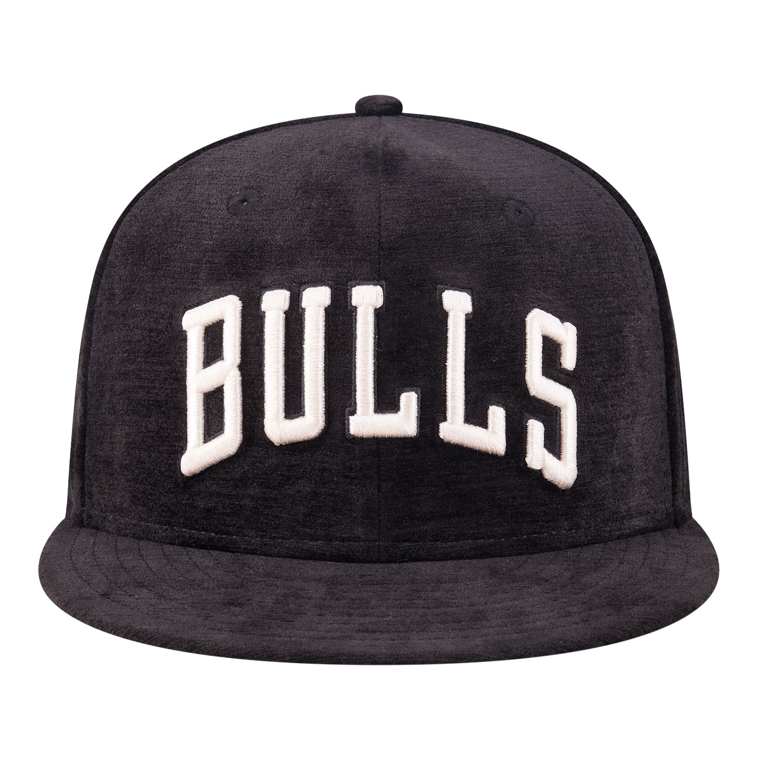 Chicago Bulls New Era Satin 5950 Day Hat in Black - Front View