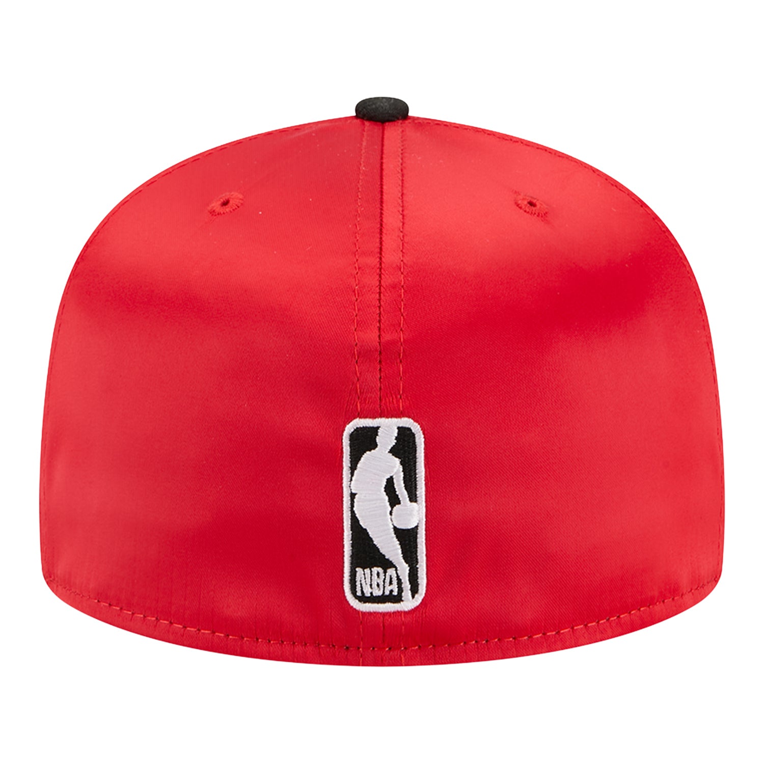 Chicago Bulls New Era Wordmark Satin 5950 Fitted Hat in Red - Back View