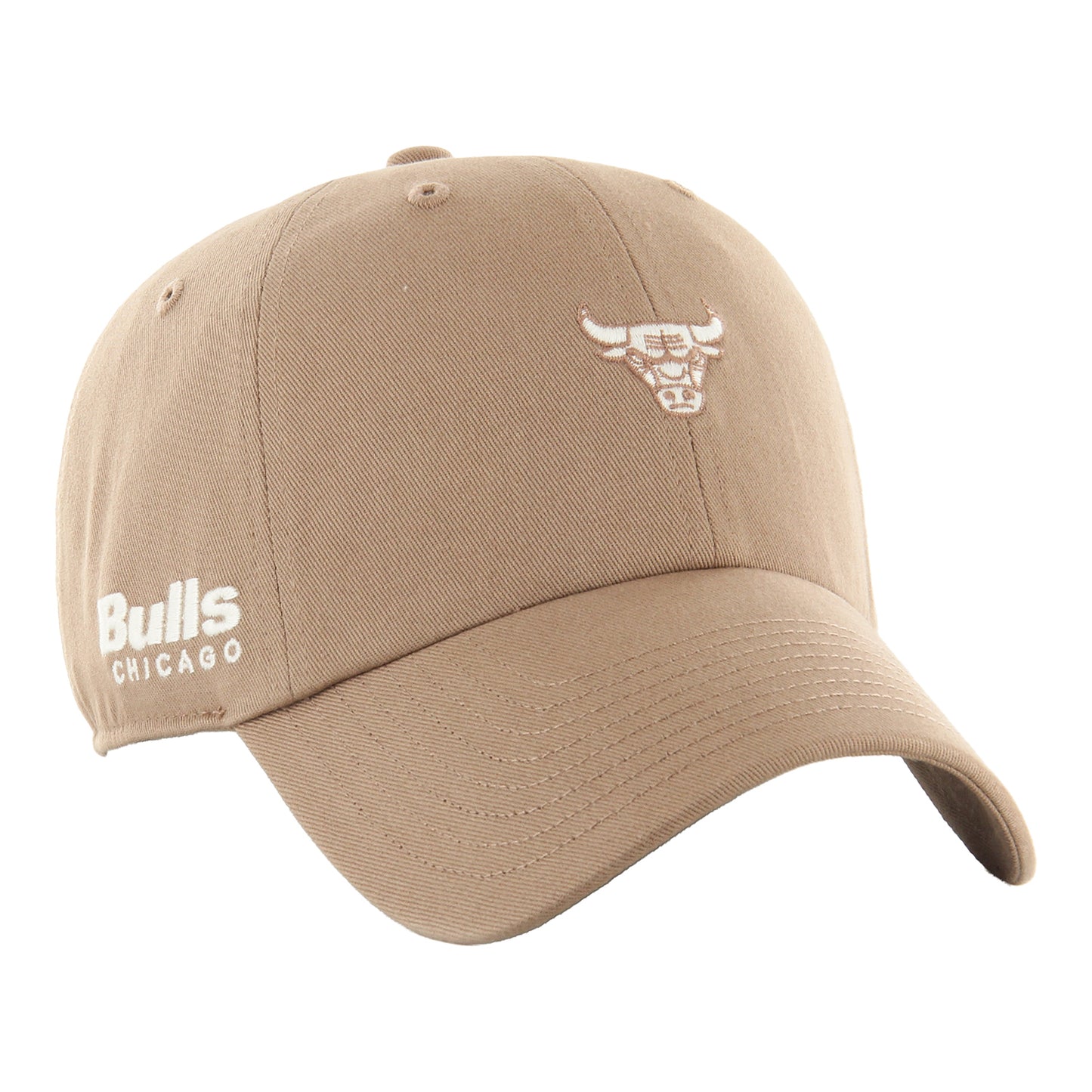 Chicago Bulls 47 Brand Foundational Mini Logo Clean Up Hat in Brown - Front Right View