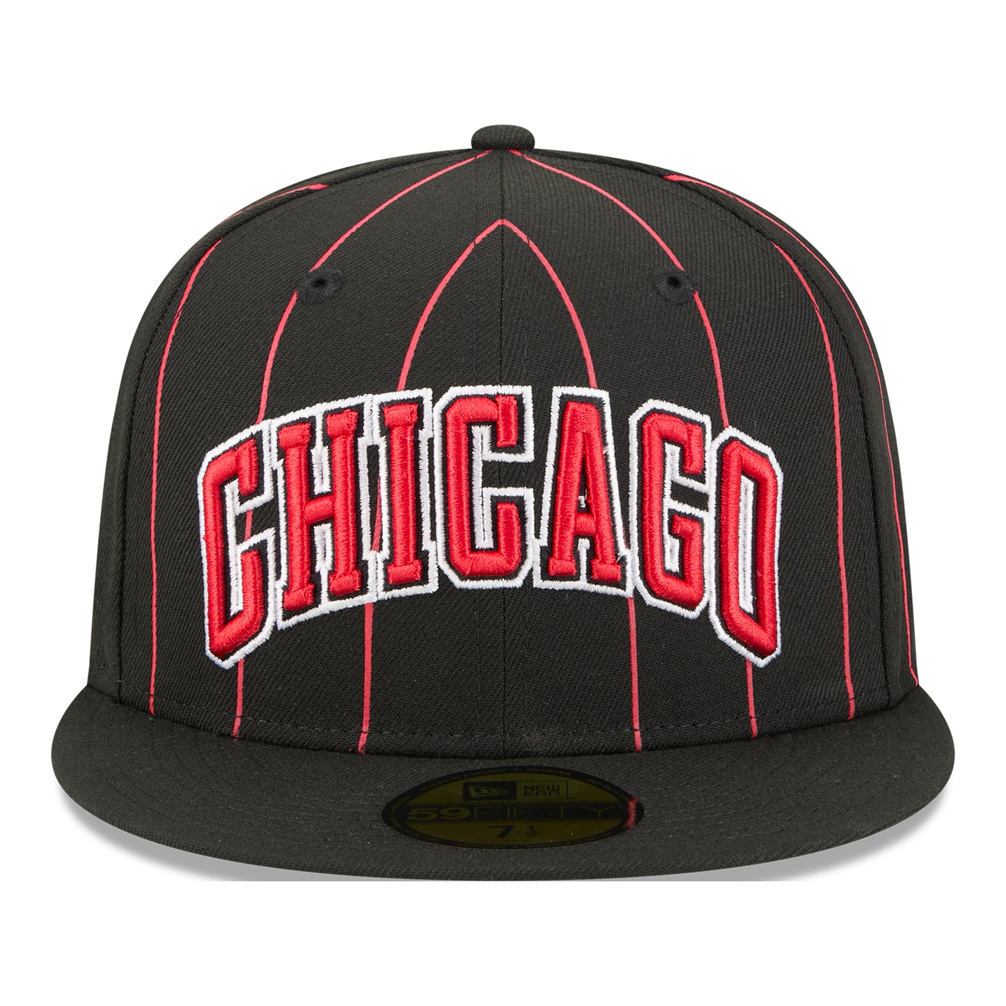 Chicago Bulls New Era 2025 Statement 5950 Fitted Hat in Black - Front View