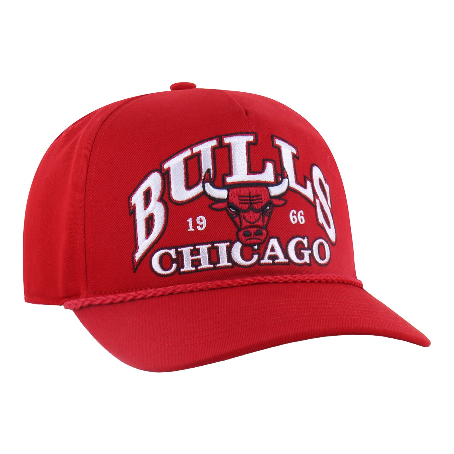 Chicago Bulls 47 Brand Break Wood Hitch Snapback in Red - Front Right View
