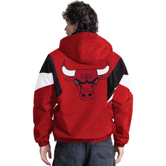 Chicago Bulls Starter Throwback 1/2 Zip Jacket in Red - Front View