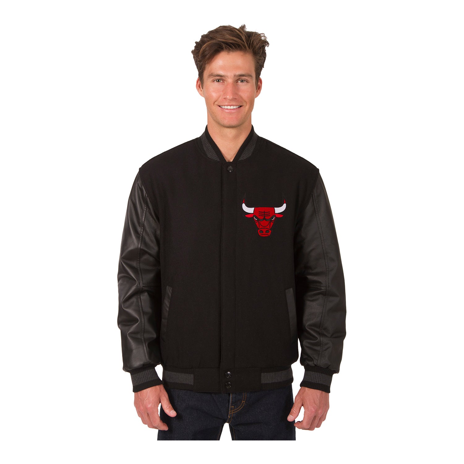 Chicago Bulls Varsity Black Leather Jacket