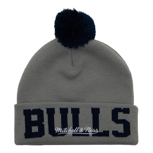 Chicago Bulls M&N Full Boar Knit Hat in grey - front view
