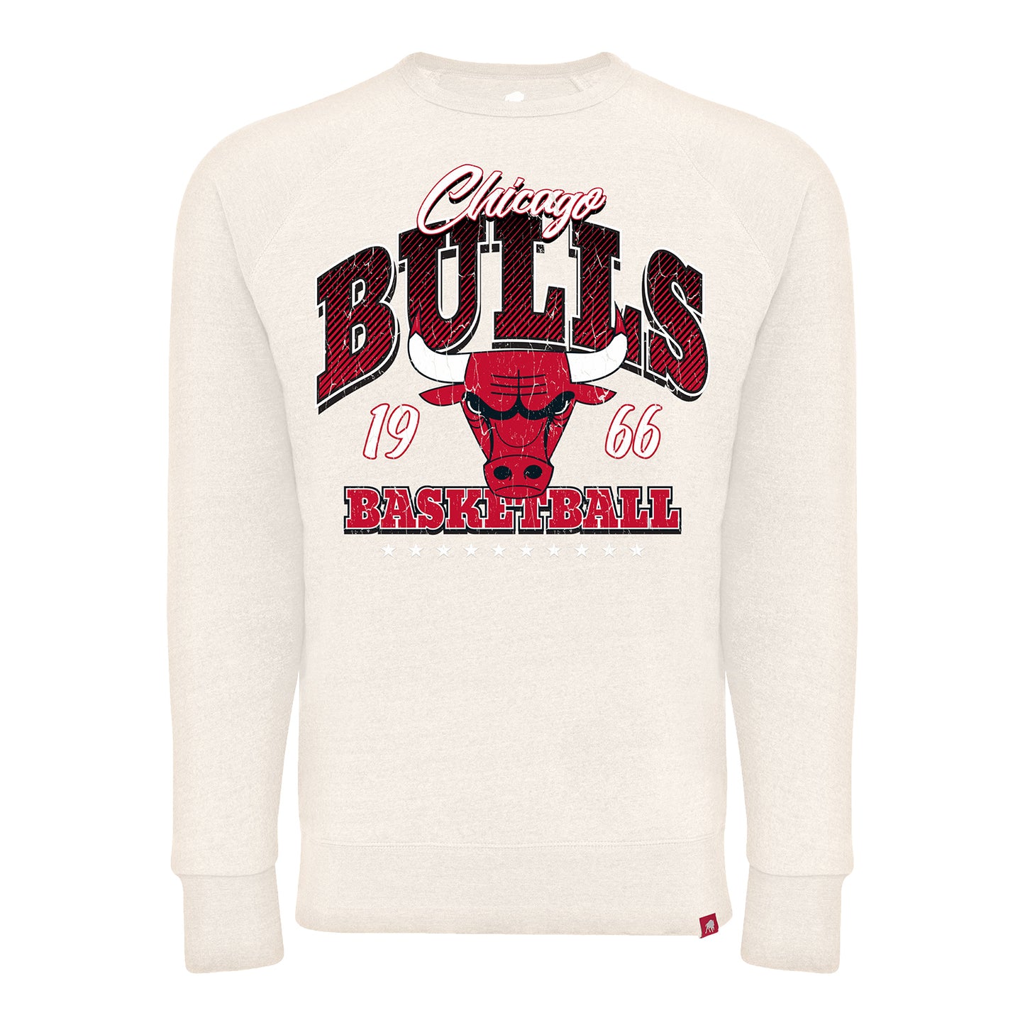 Chicago Bulls Sportiqe Harmon Bone Crewneck Sweatshirt - front view