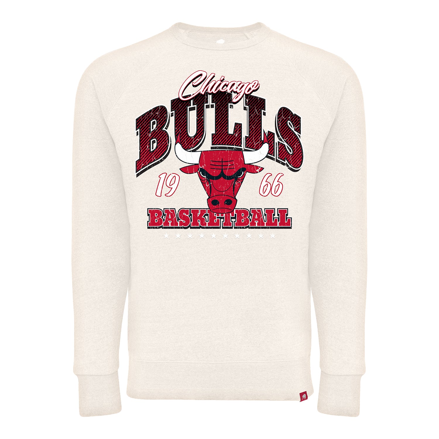 Chicago Bulls Sportiqe Harmon Bone Crewneck Sweatshirt - front view