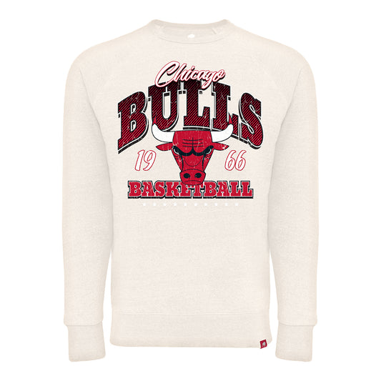 Chicago Bulls Sportiqe Harmon Bone Crewneck Sweatshirt - front view