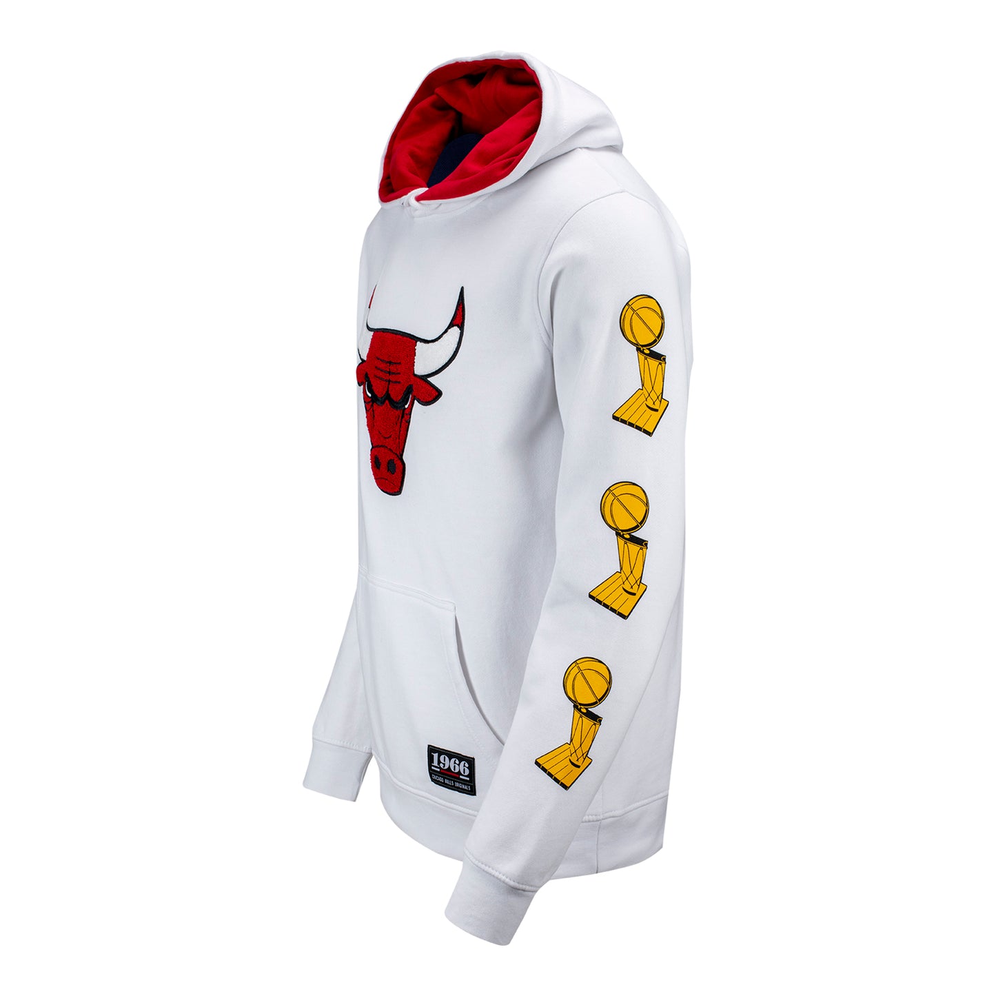 Chicago Bulls 1966 6x White Hooded Sweatshirt in white - side view