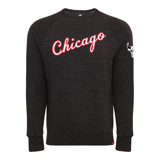 Chicago Bulls Sportiqe Harmon Script Black Crewneck Sweatshirt - front view