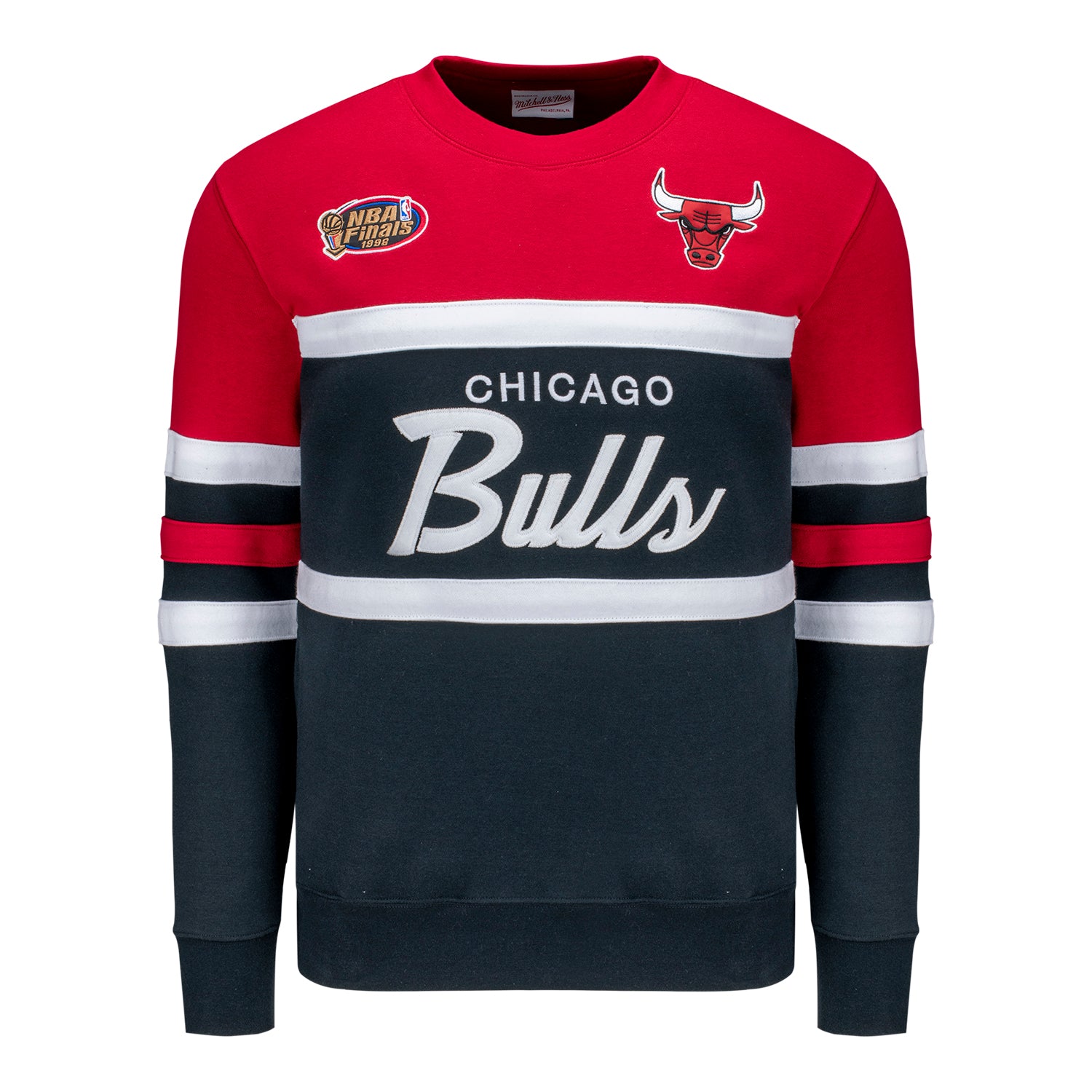 Chicago Bulls Mitchell Ness Head Coach Colorblock Crewneck