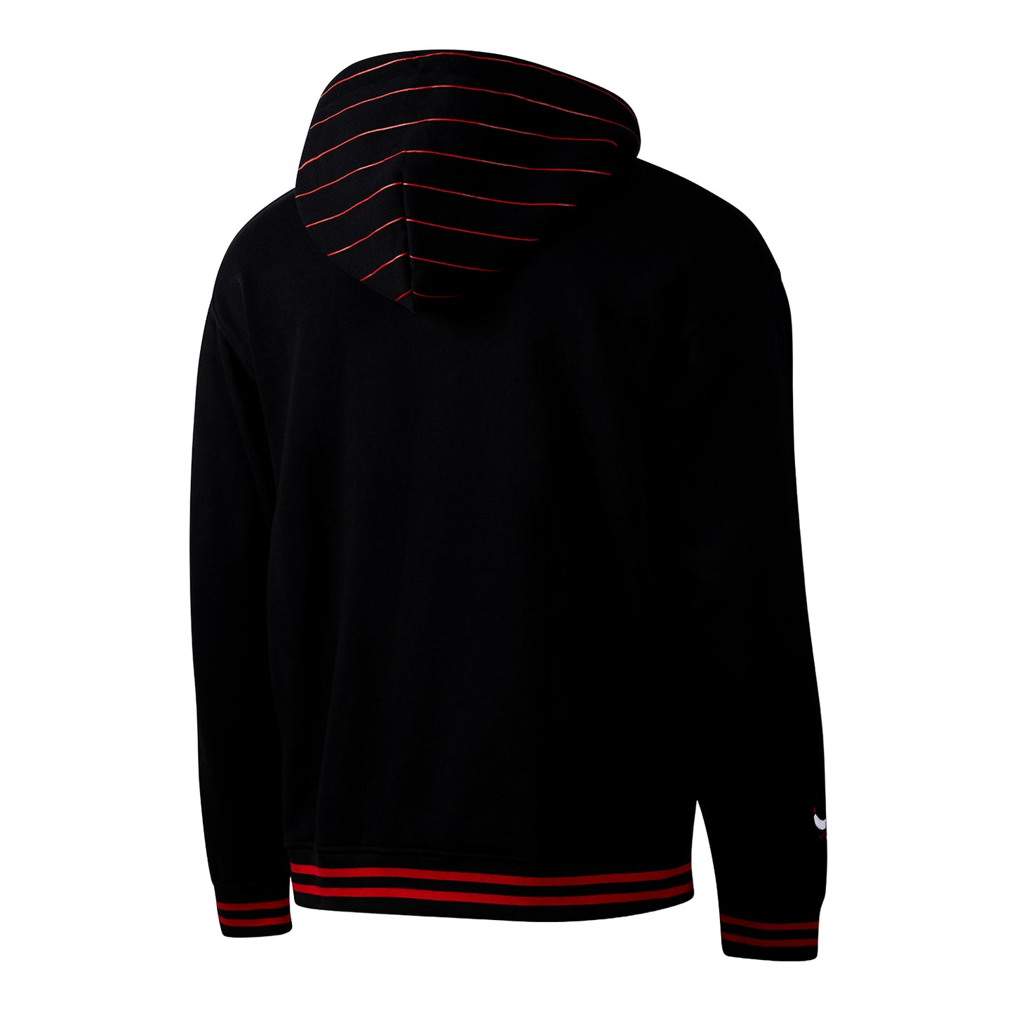 Chicago Bulls 1966 Statement Pinstripe Hoodie in Black - Back View