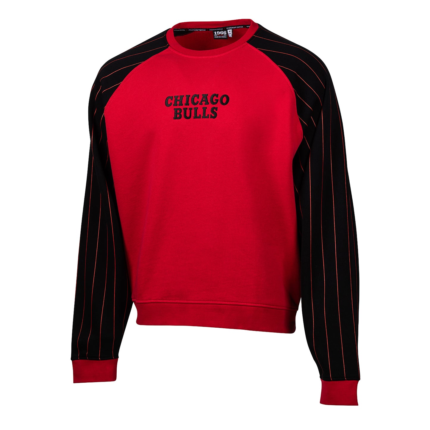 Chicago Bulls 1966 Statement Pinstripe Long Sleeve T-Shirt in Red - Front View