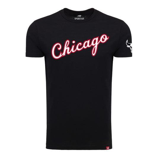 Chicago Bulls Sportiqe Script Black Comfy T-Shirt - front view