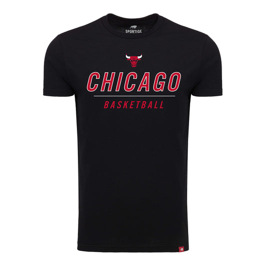 Chicago Bulls Sportiqe Basketball Black Comfy T-Shirt - front view