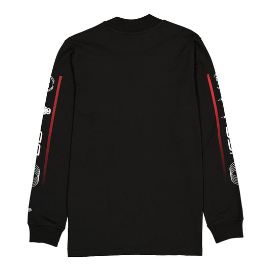 Chicago Bulls New Era Racing Black Long Sleeve T-Shirt - Front View