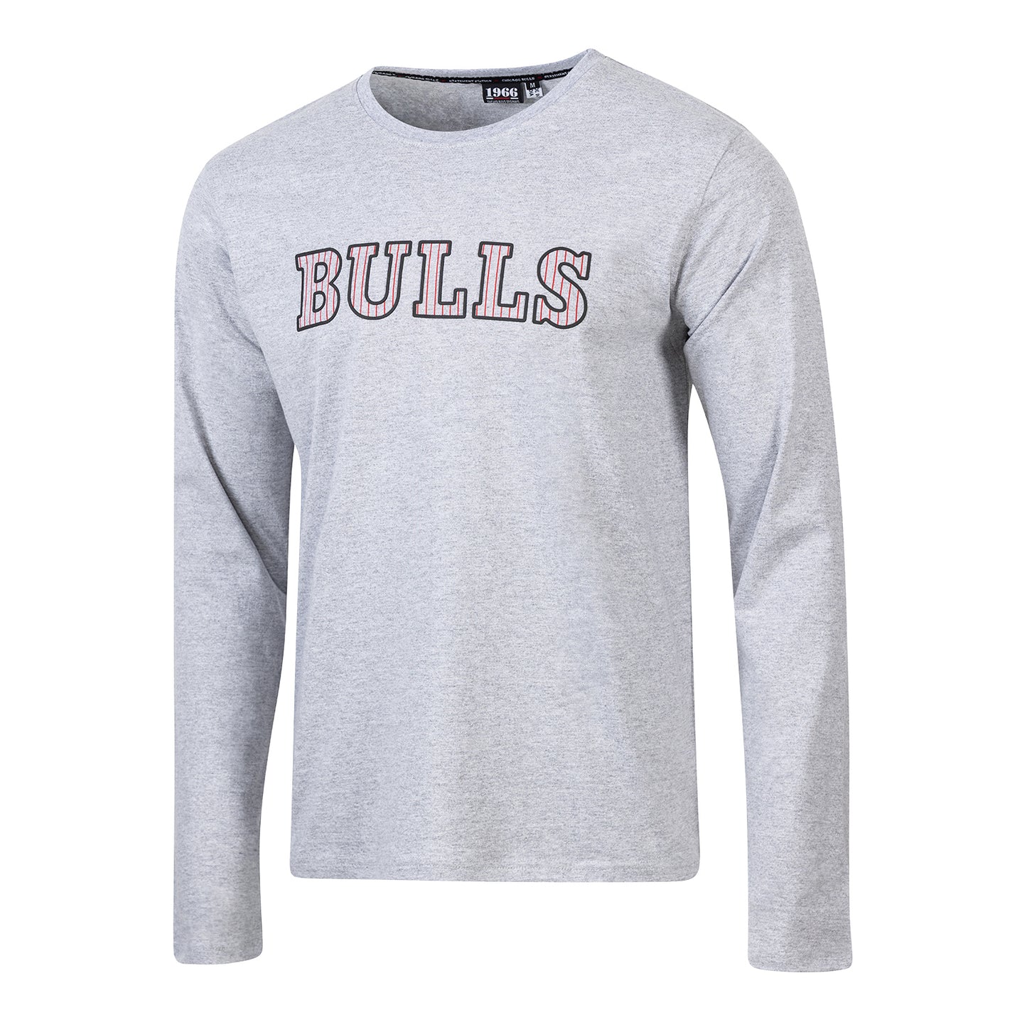 Chicago Bulls 1966 Statement Pinstripe Logo Long-Sleeve T-Shirt in Grey - Front View