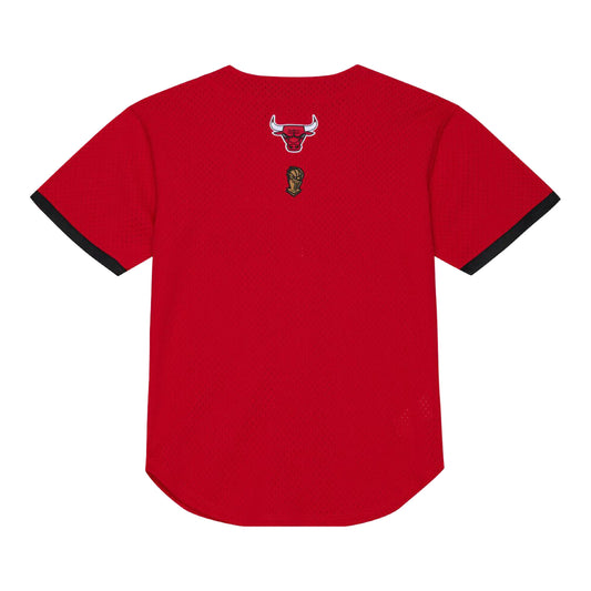 Chicago Bulls Mitchell & Ness Head Coach Baseball Jersey in Red - Front View
