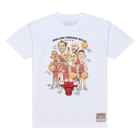 Rose wearing a white t-shirt with a graphic design, holding a basketball against a brick wall.