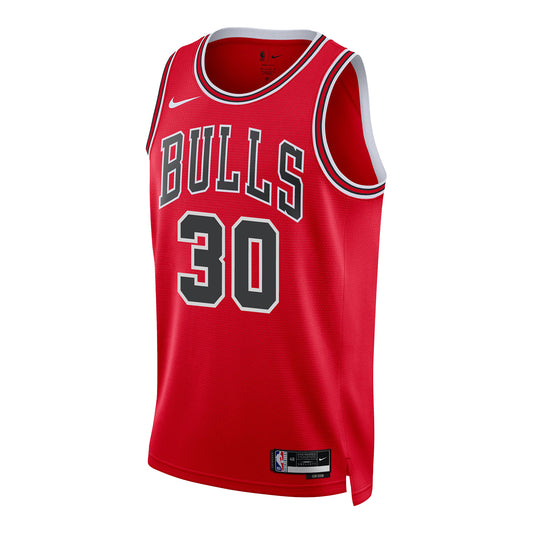 Chicago Bulls Tre Jones Nike Icon Swingman Jersey in Red - Back View