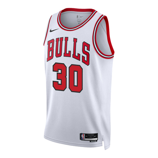 Chicago Bulls Tre Jones Nike Association Swingman Jersey in White - Back View