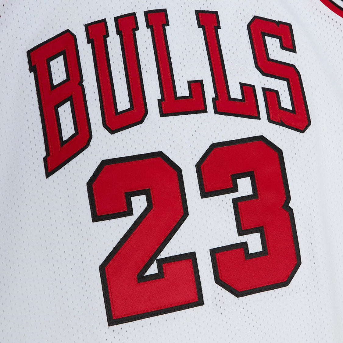 Chicago Bulls Authentic Mitchell & Ness Michael Jordan 1997 Home Finals Jersey - Front Graphic Close Up