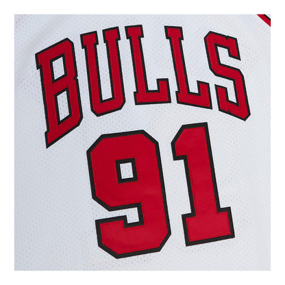 Chicago Bulls Authentic Mitchell & Ness Dennis Rodman 1997 Home Finals Jersey - close up view