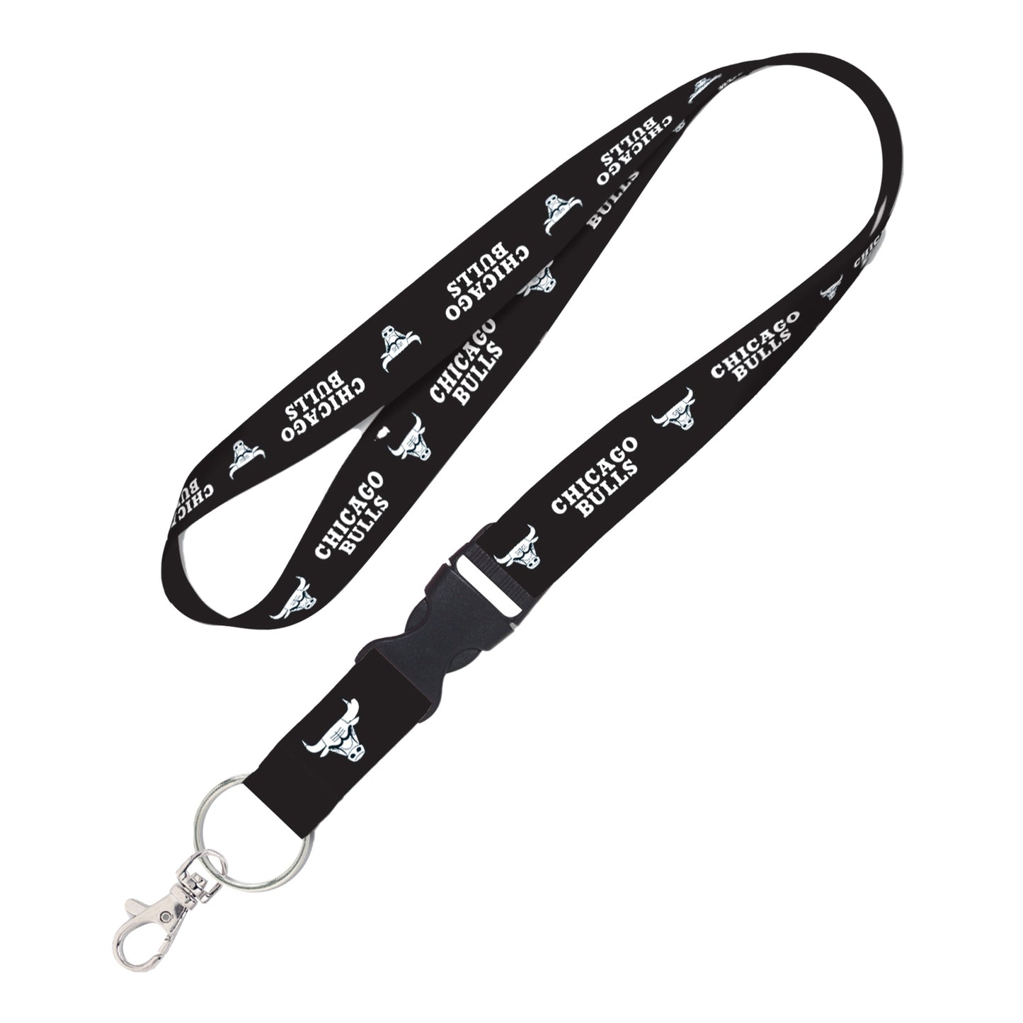 Chicago Bulls WinCraft Monotone Black/White Lanyard - front view