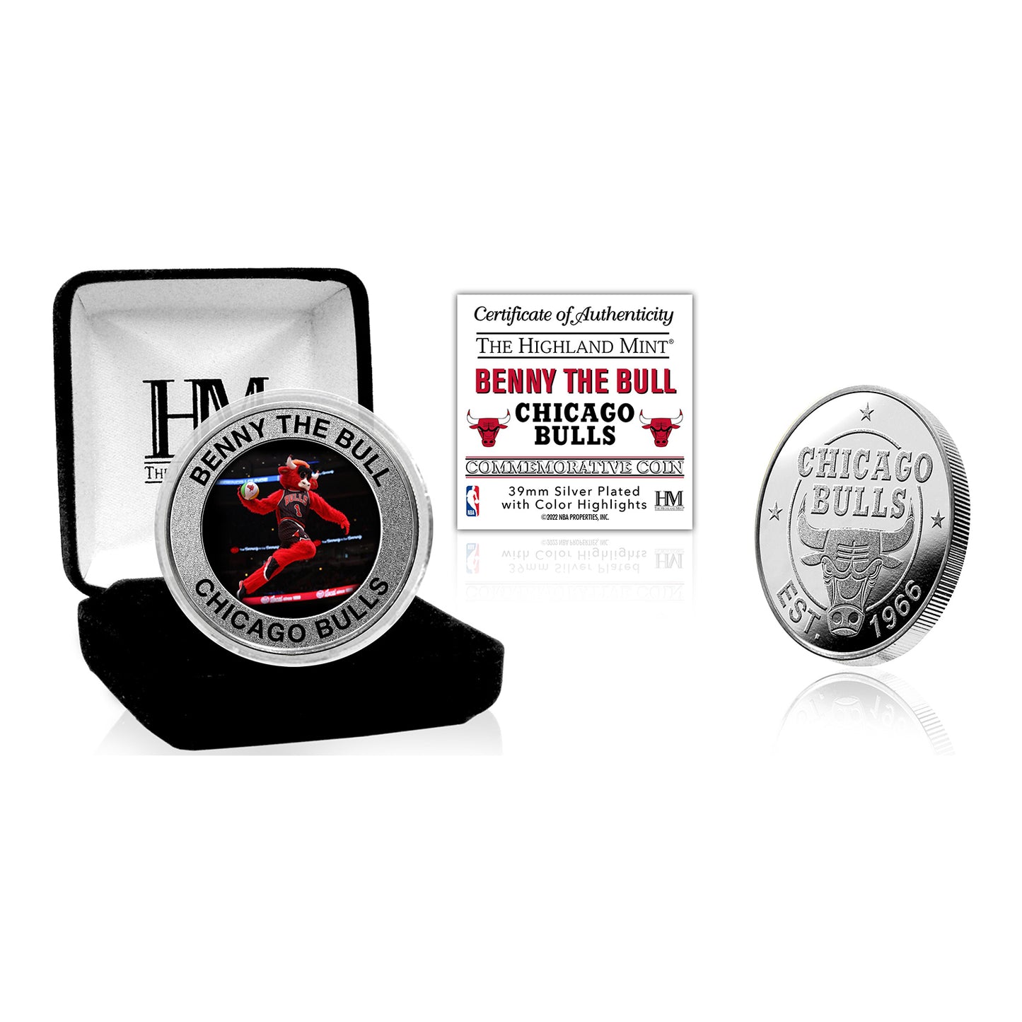 Chicago Bulls Benny the Bull Silver Color Coin - Front View