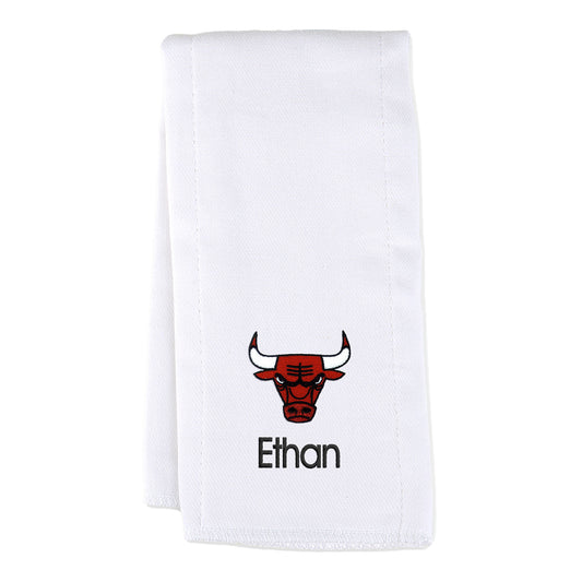 Chicago Bulls Personalized Burp Cloth - Front View
