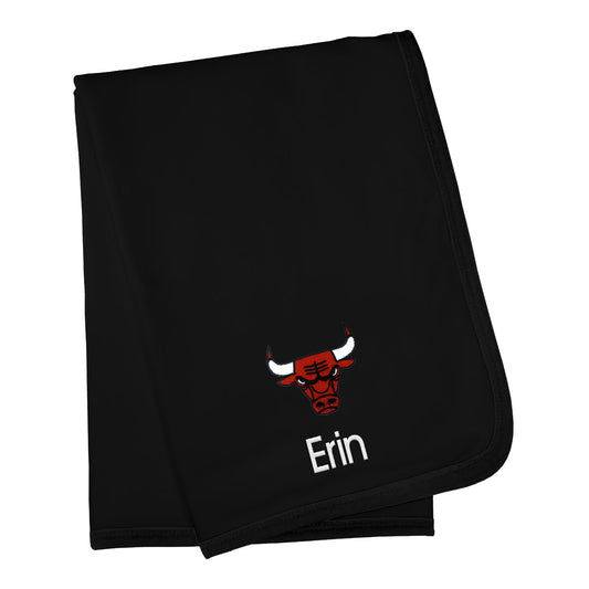 Chicago Bulls Personalized Black Blanket - Front View