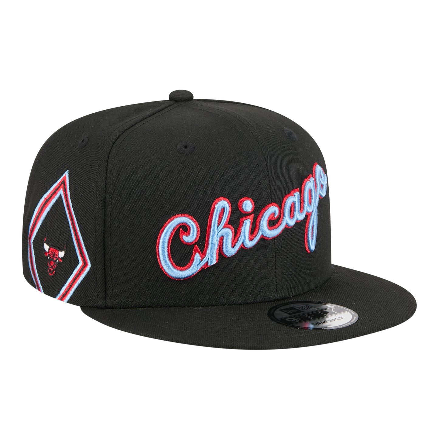 Youth 2025-26 City Edition Chicago Bulls New Era 950 Snapback in Black - Front Right View