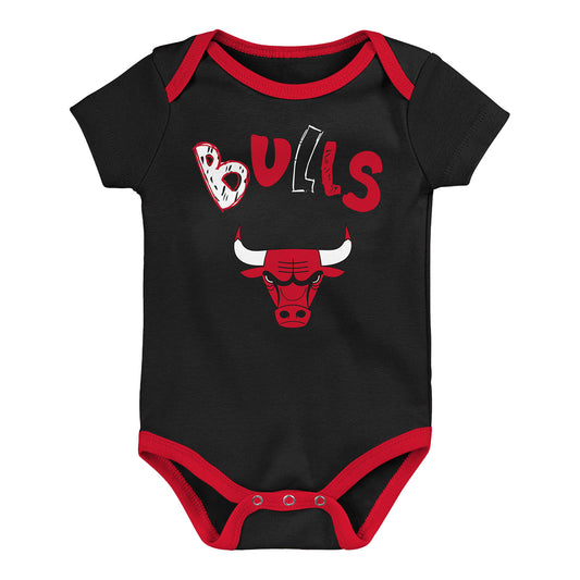Infant Chicago Bulls Outerstuff Play Ball 3-Piece Onesie Set - Front View