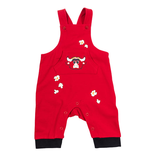 Newborn Chicago Bulls 1966 Benny Overalls in Red - Front View