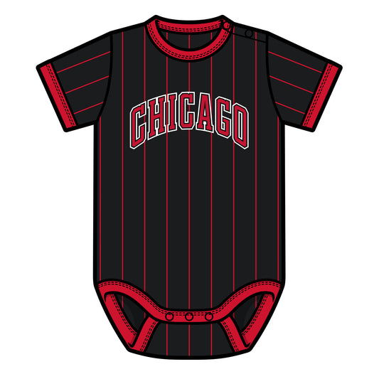 Newborn Chicago Bulls 1966 Statement Onesie in Red and Black - Back View