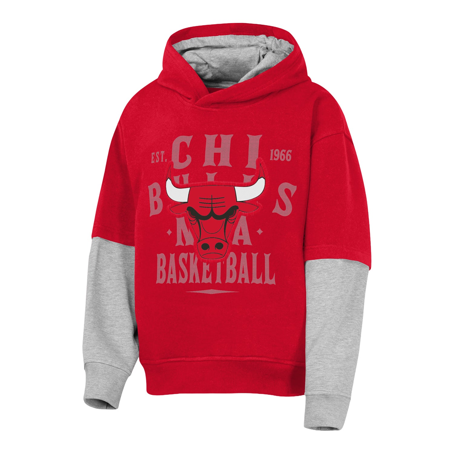 Youth Chicago Bulls Assist Hooded Sweatshirt in Red - Front View