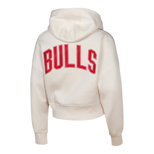 Girls Chicago Bulls Franchise Player Crop Hooded Sweatshirt in White - Front View