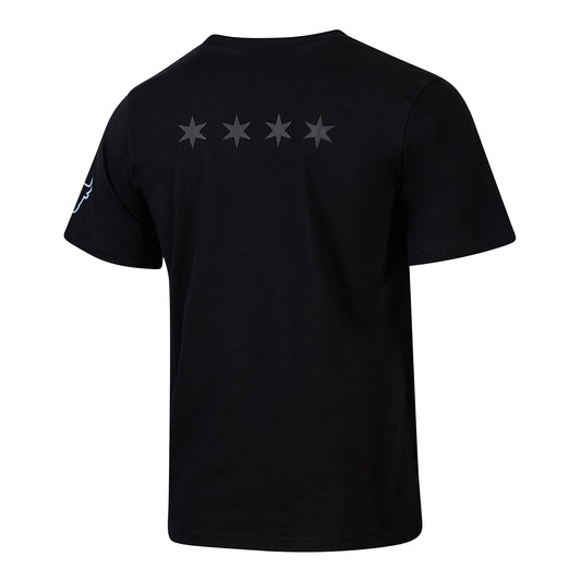 Youth Chicago Bulls 1966 City Edition Black Out Stars T-Shirt in Black - Front View