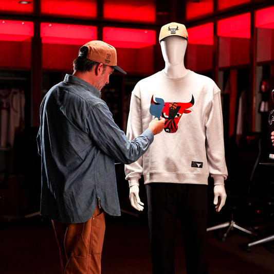 Chicago Bulls x MCA Logo Crewneck Sweatshirt in Grey - Front View