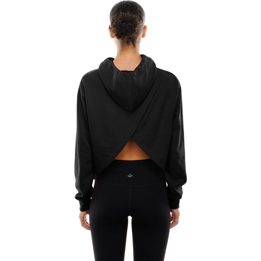 Ladies Chicago Bulls New Era Glam Applique Hooded Sweatshirt in Black - Front View