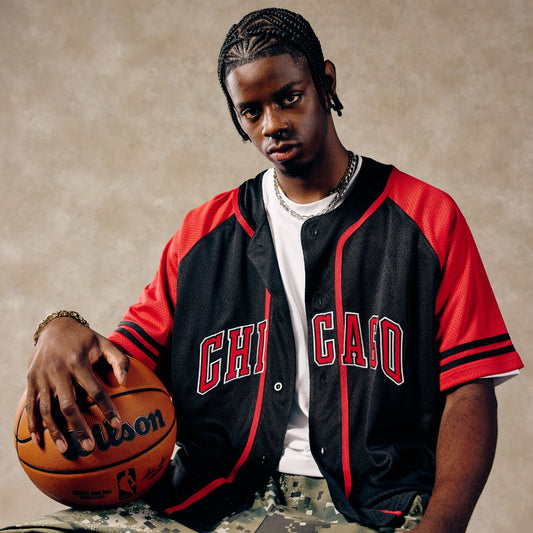 Chicago Bulls 1966 Statement Baseball Jersey in Black and Red - Front View