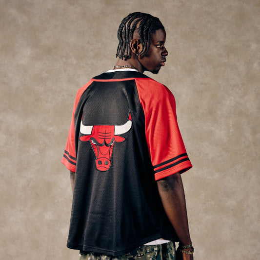 Chicago Bulls 1966 Statement Baseball Jersey in Black and Red - Front View